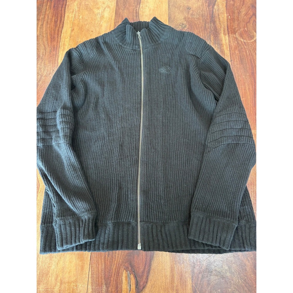 THE NORTH FACE full zip cardigan mens XL black ribbed mock neck sweater
